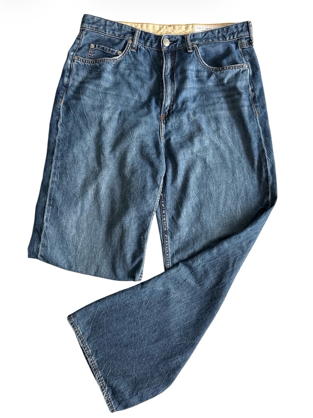 RAG & BONE Logan Mid-Rise Wide Leg Jeans Women’s 33 Featherweight Blue Baggy